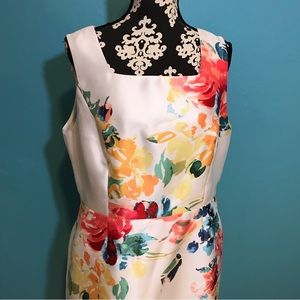 NEW Glamour Woman’s Floral Print Spring Dress NWT Size 14 White Zip Back Flowers